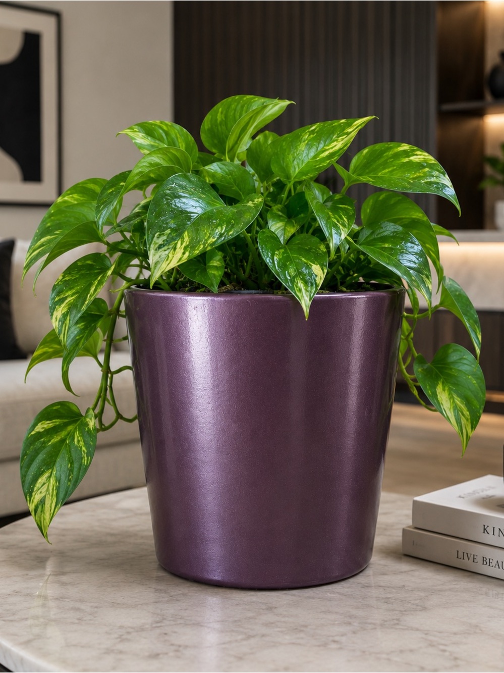 NWOT Plum Ceramic Planter Modern Home Accent